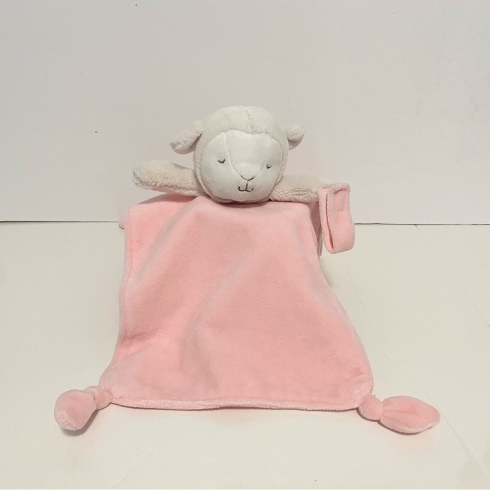 Carters Pink Sheep Lovey Lamb Baby Security Blanket Soft Rectangle Knot Toy Girl
